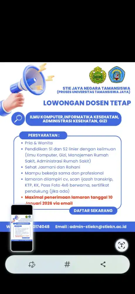 LOKER DOSEN SEGERA