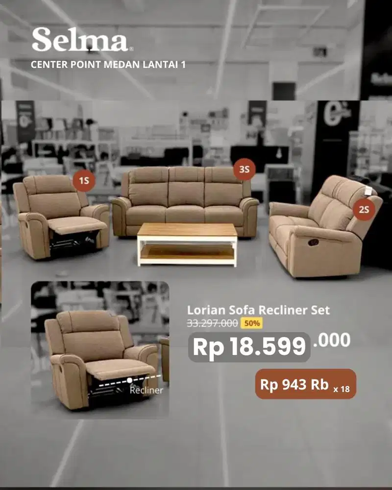 SOFA SET LORIAN RECLINER