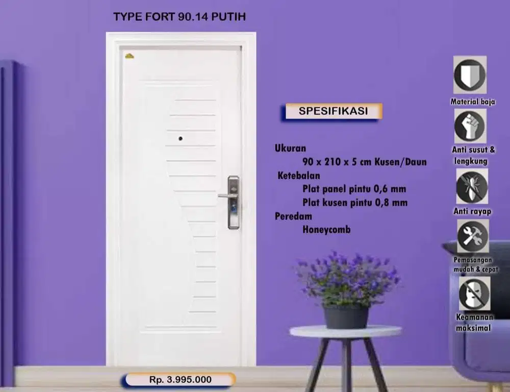 Jual Pintu baja doble penguncian untuk rumah kota Padang