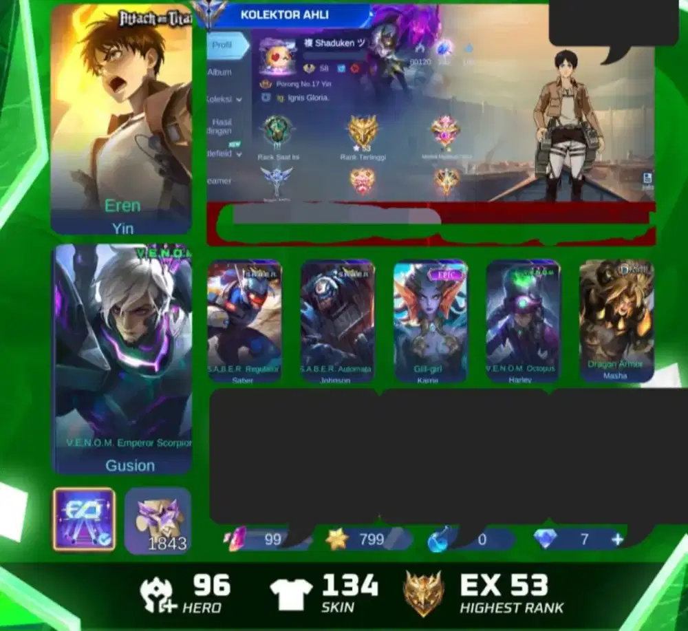 Mobile Legend Yin (Eren Attack On Titan)