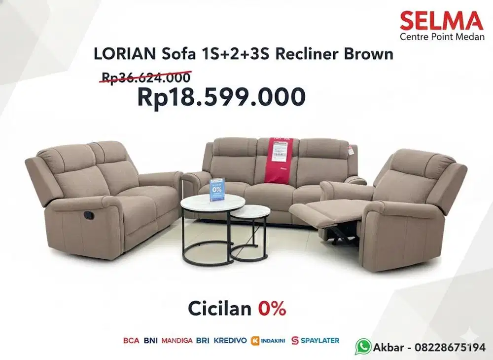 Sofa Lorian Set Recliner Brown
