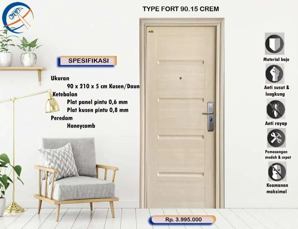 Jual Pintu baja kuat dan elegan untuk rumah kota Padang