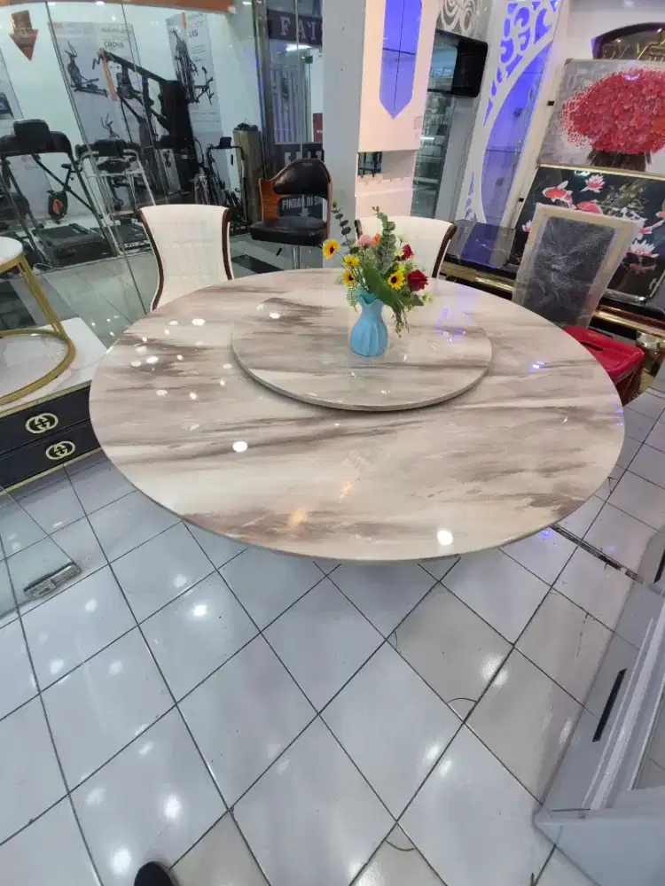 MEJA MAKAN MARMER PROMO CREDIT BUNGA 0% FREE 1KALI CICILAN