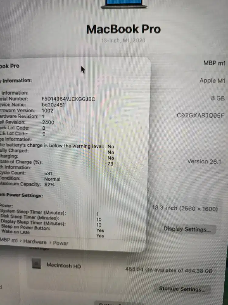 Macbook Pro M1 pembelian jan 2022 fulset model 2020