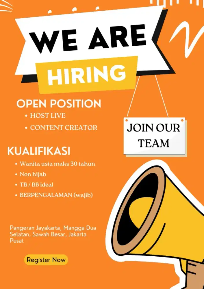LOWONGAN KERJA HOST LIVE & KONTEN KREATOR