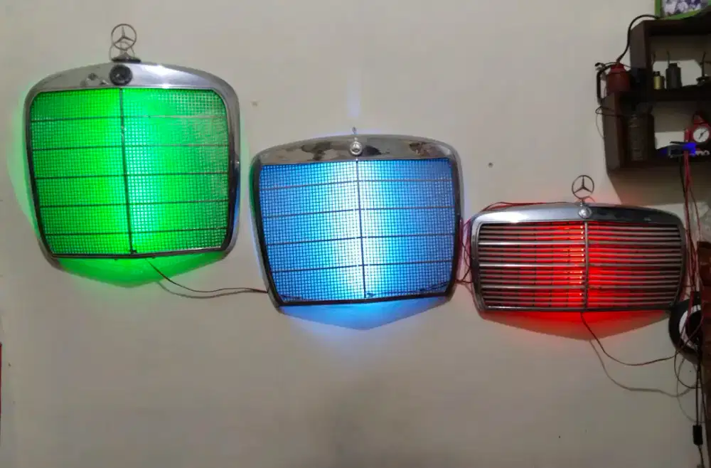 Dekorasi lampu grill mobil mercy vintage set 3 pcs antik sepeda lawas