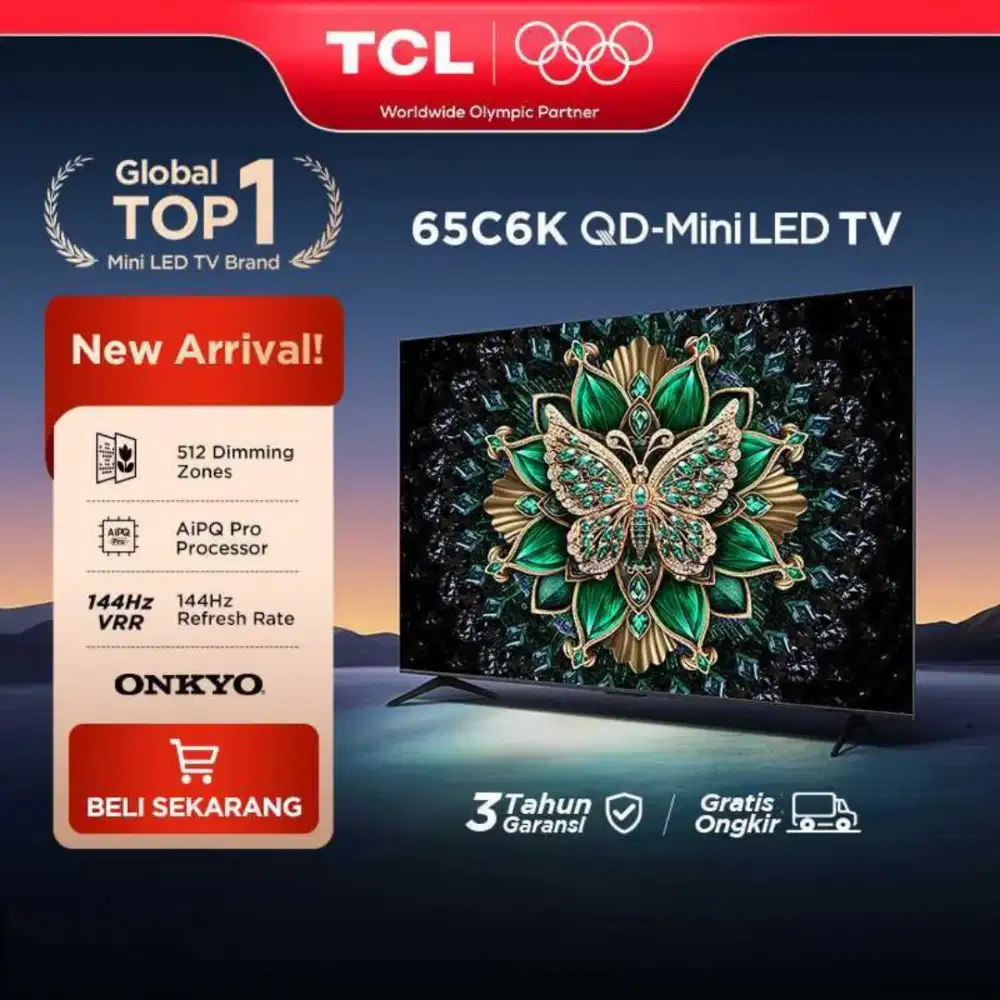 TCL 65 Inch QD Mini LED TV C6K Halo Terminator Onkyo 2.1 144Hz HVA PNL
