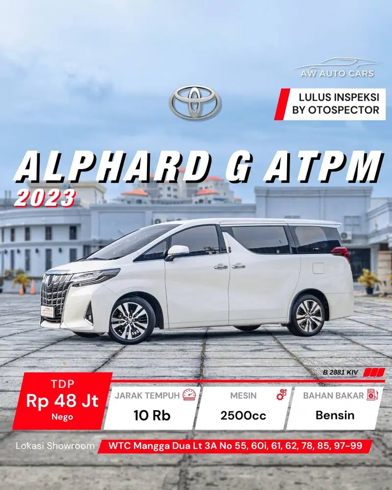 [KM 10 RB] Toyota Alphard G ATPM 2023 Low KM 2022 Premium SC 2021