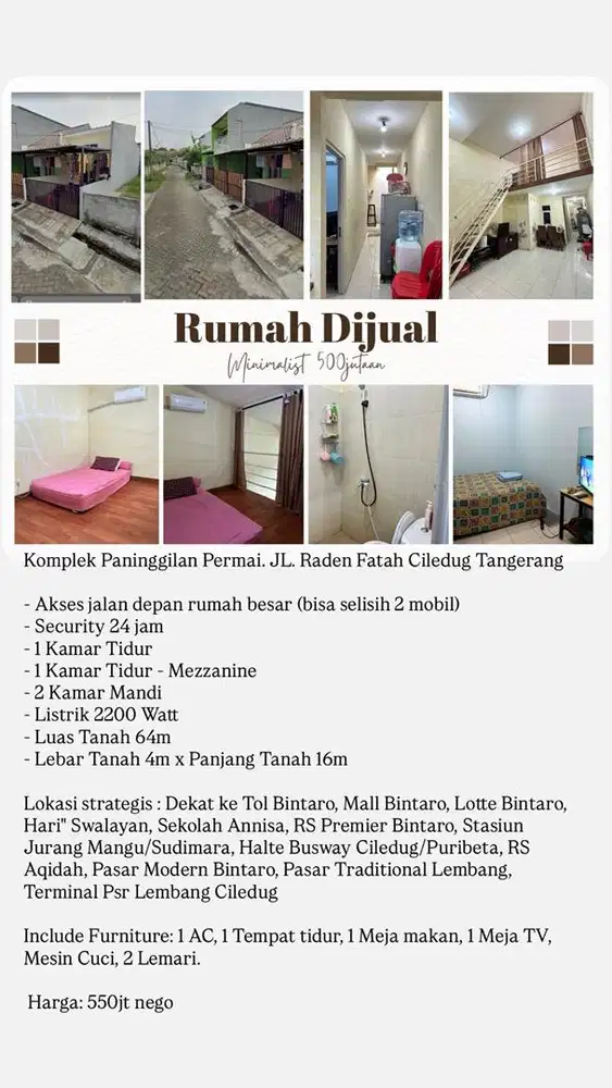 Dijual Rumah di Komplek Paninggilan Permai,