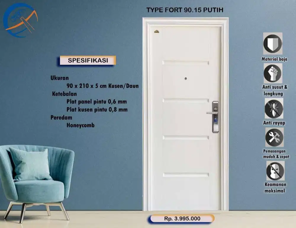 Jual Pintu baja simple dan elegan untuk rumah kota Padang