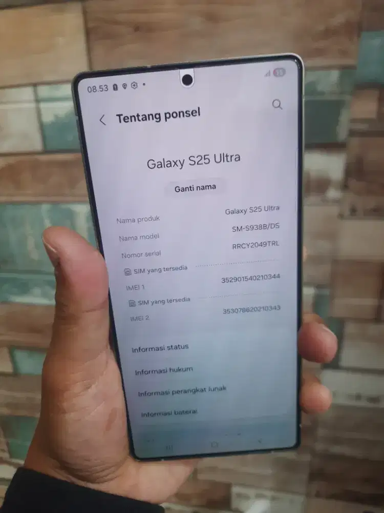 Samsung S25 ultra

Ram12/256
Lengkap semua orian

Mulu