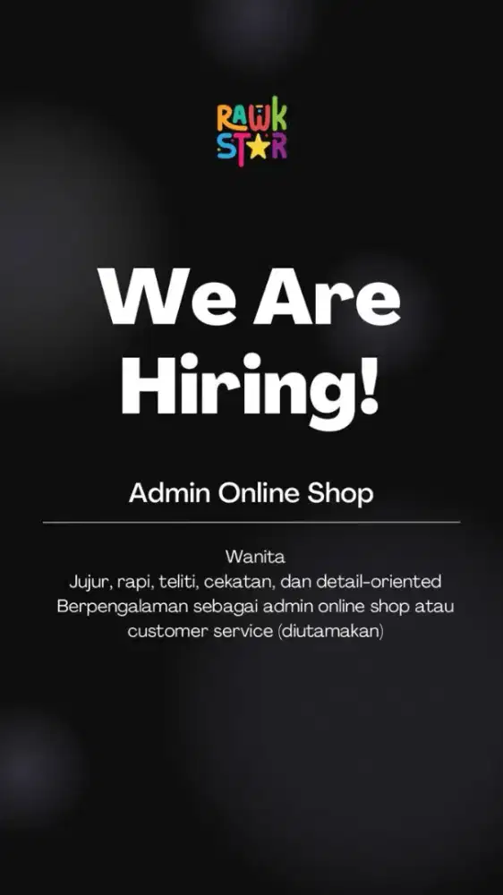 Lowongan Kerja Admin Online Shop
