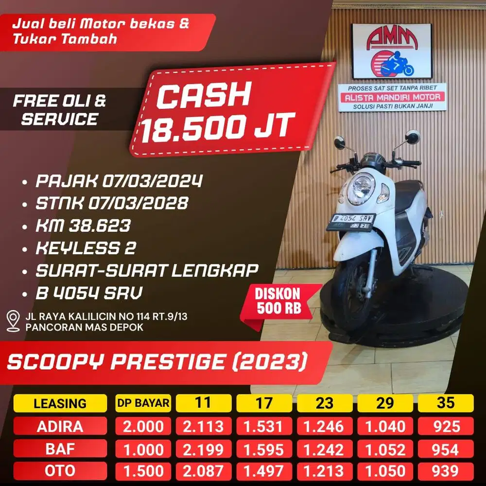 SCOOPY PRESTIGE 2023 DP 1 JUTA CC 0% KREDIVO TOKPED SPAYLATER INDODANA