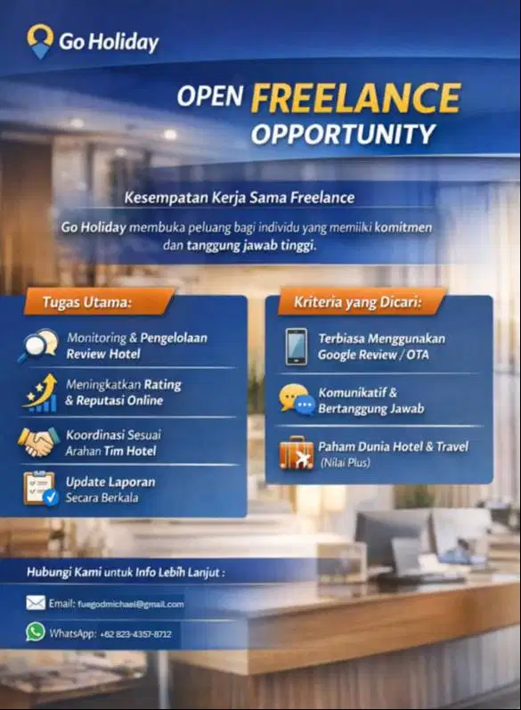 Posisi: Online Reputation Specialist (Freelance) Bidang: Travel & Hote