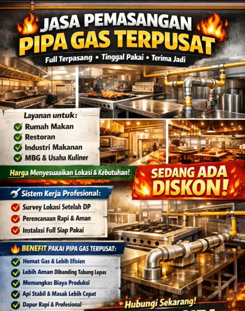 Jasa instalasi Gas Lpg Untuk MBG dll.