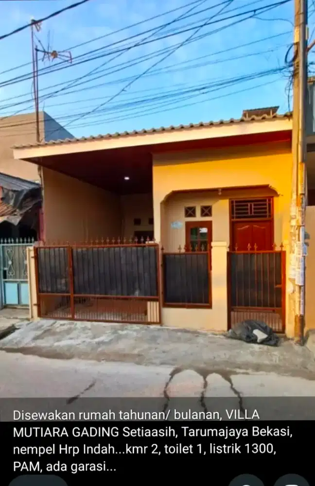 Disewakan Rumah tahunan/bulanan di Setiaasih Tarumajaya Bekasi