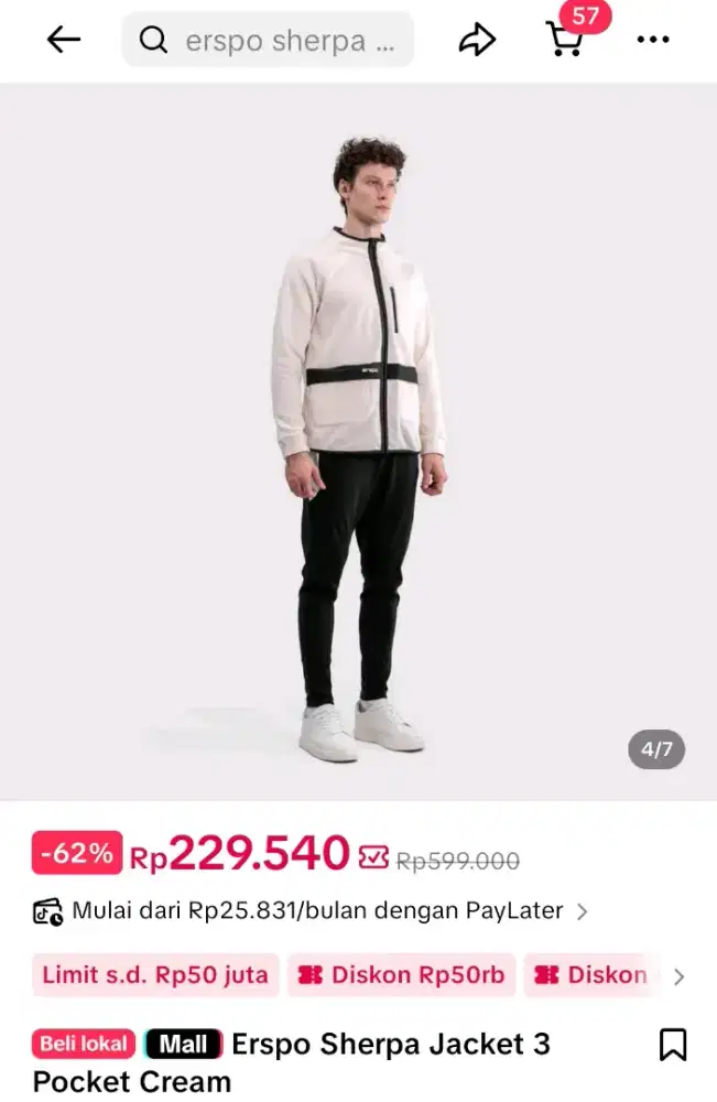 Erspo sherpa jacket 3 pocket cream