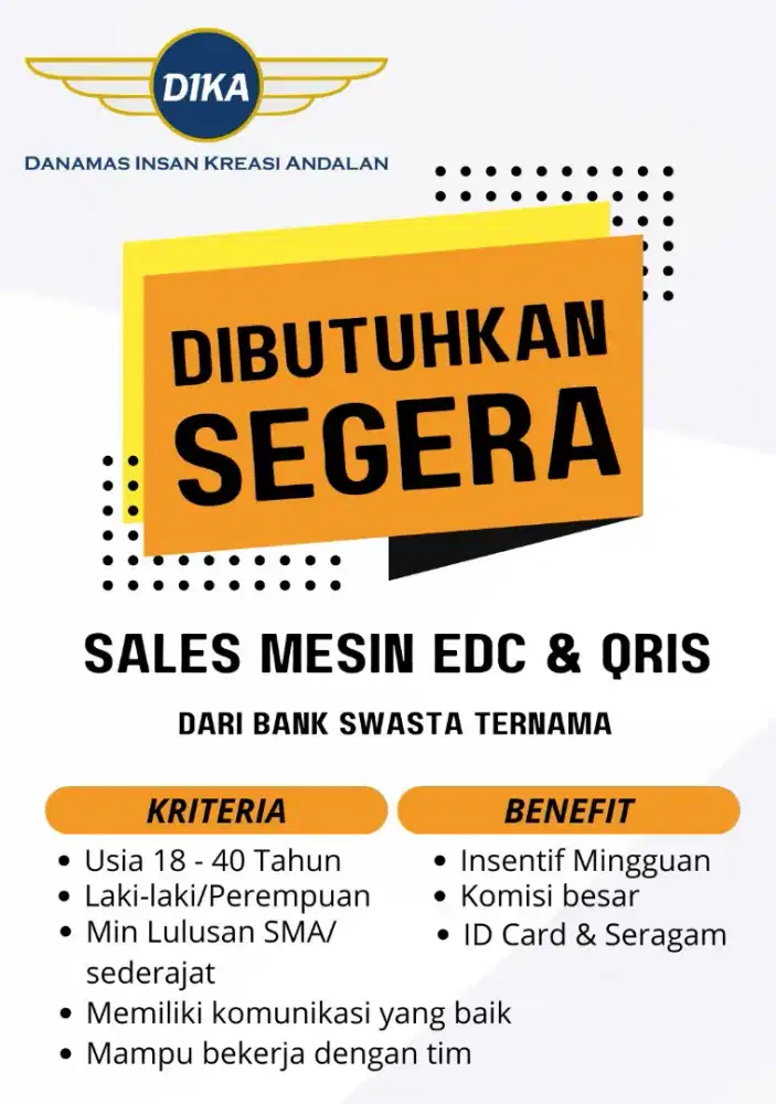 Dibutuhkan segera 25 orang sales