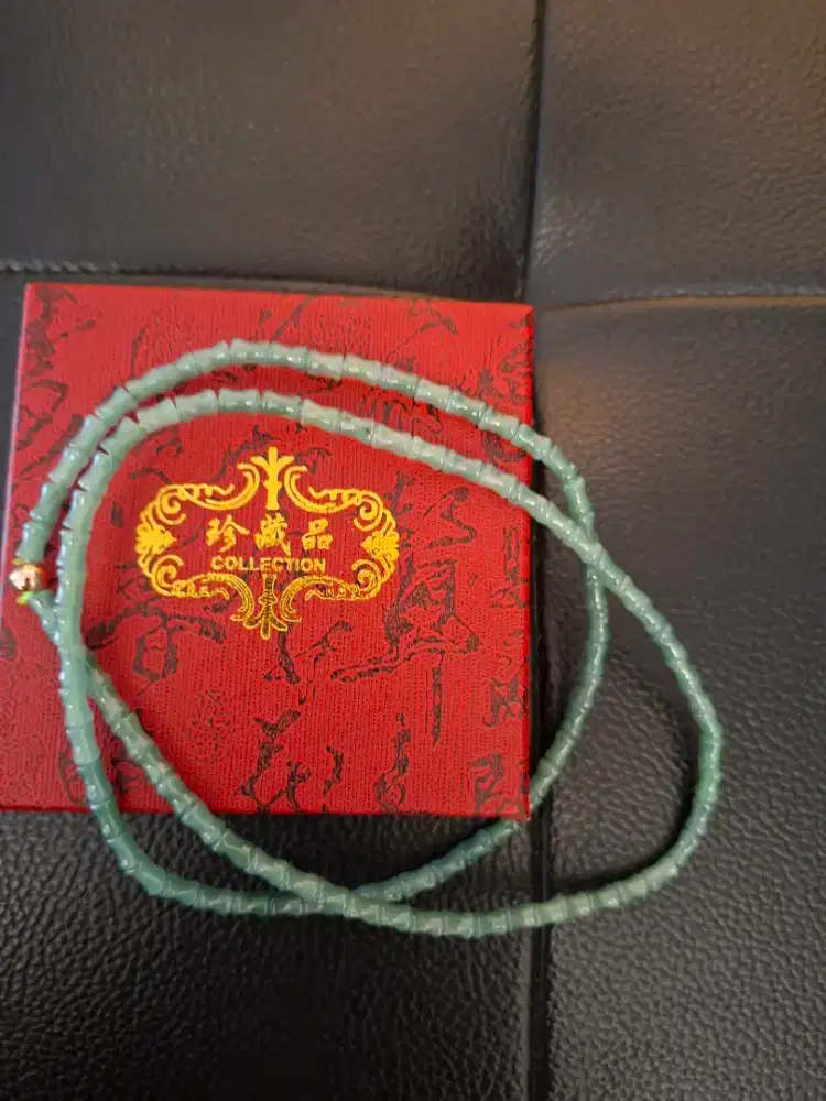 Kalung giok bambu warna hijau