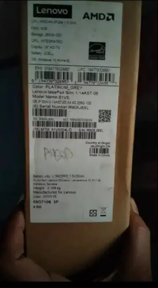 Laptop slim Lenovo ram 4