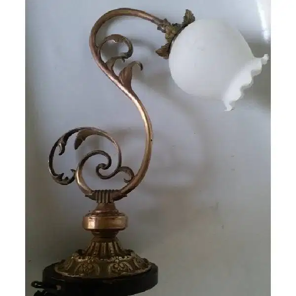 Vintage antik art deco design lampu belajar kap porcelain era V.O.C