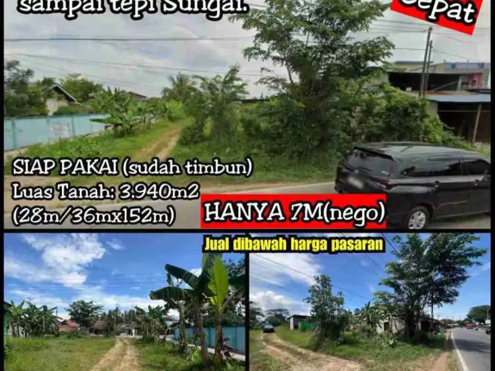 di jual tanah di jl raya batu layang sampai ke tepi sungai