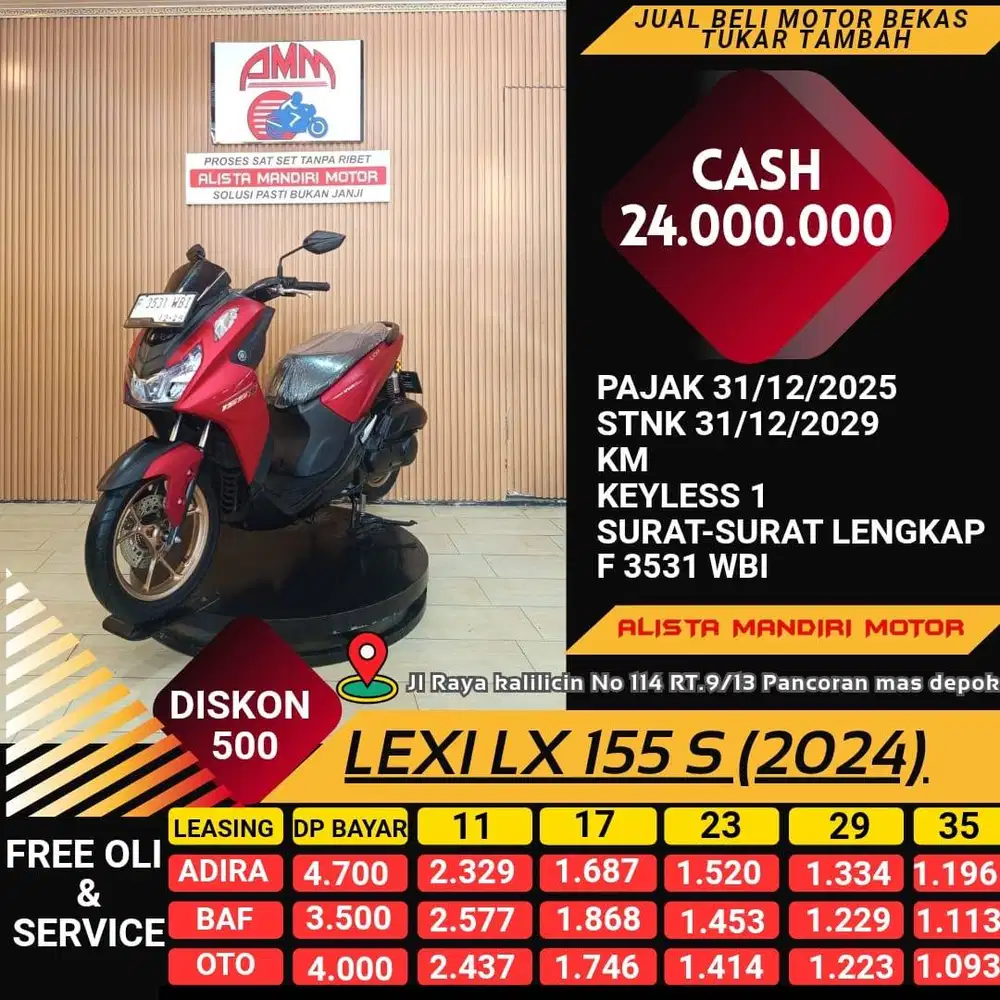 LEXI LX 155 S 2024 PAJAK HIDUP KM LOW LIKE NEW CC 0% KREDIVO TOKPED