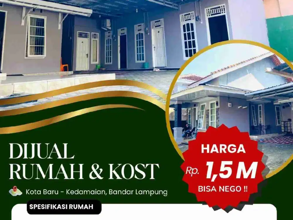 RUMAH DI KEDAMAIAN PLUS KOS KOSAN DIJUAL MURAH