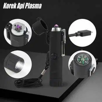 Korek Api Elektrik Pulse Plasma Cross Double Arc with Senter LED