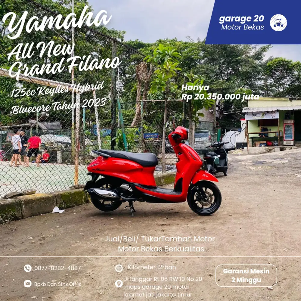 Yamaha Grand Filano 125cc Bluecore Keylles Hybrid Tahun 2023 Pajak off