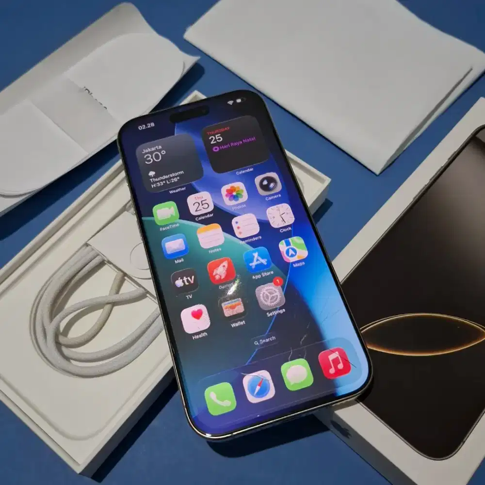 iPhone 16 Pro Max 512GB Titanium Fullset original minus layar retak