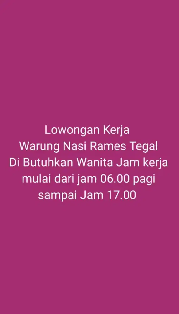 Lowongan Kerja Warung Nasi Rames