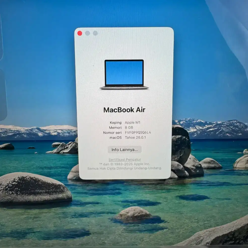 Macbook Air M1 Ram 8 Ssd 256 Ibox Layar 13 inch Full set Space Grey