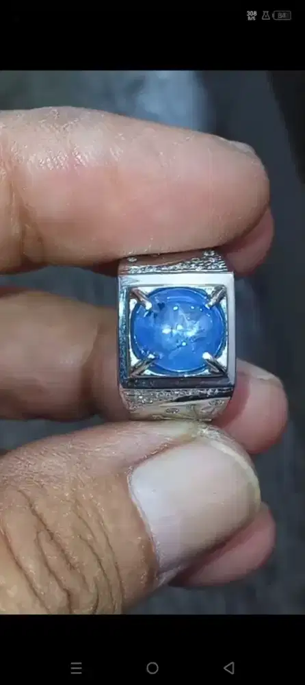 Sepasang Cincin Permata Crysoberyl & Blue Sapphire Star Srilanka