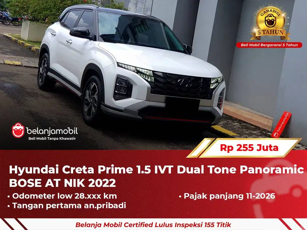 [ GARANSI 5TH ] Hyundai Creta Prime 1.5 IVT Dual Tone BOSE 2022/2023