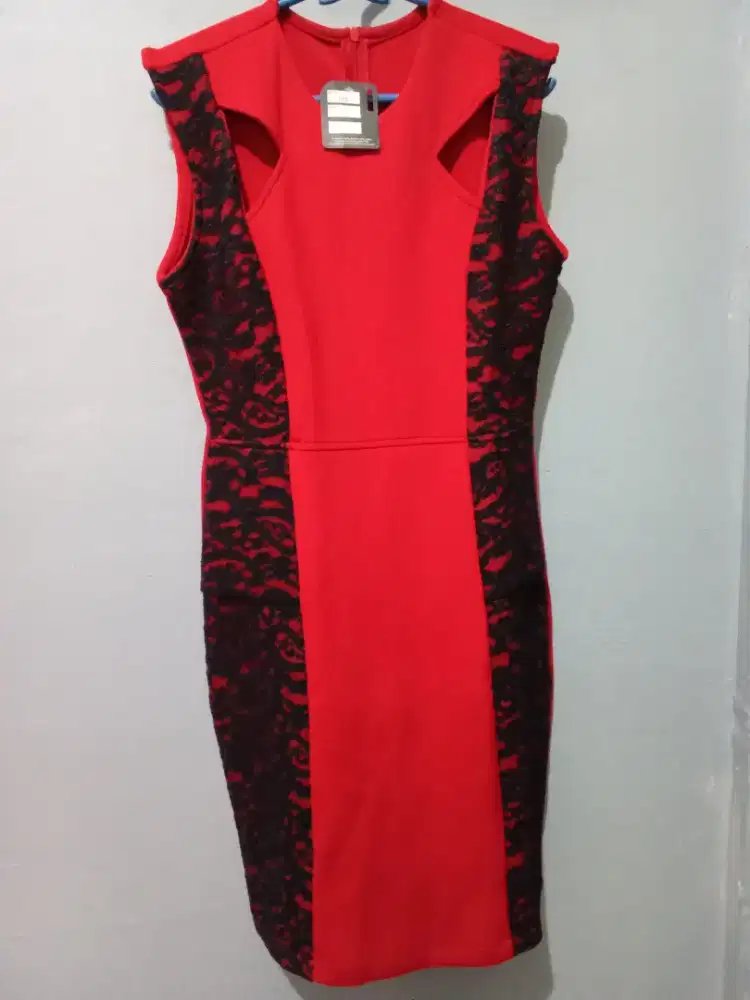 Dress Imlek wanita import warna merah