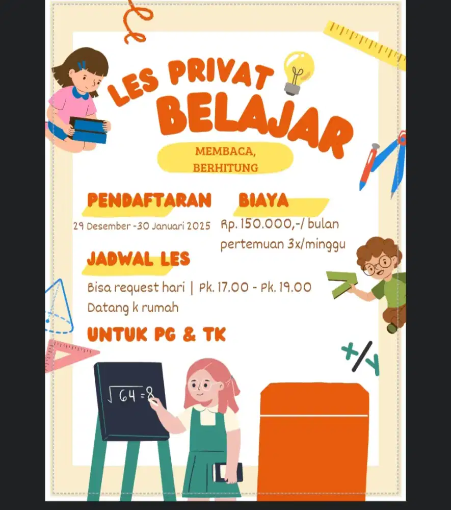 Menerima Les Privat PG & TK