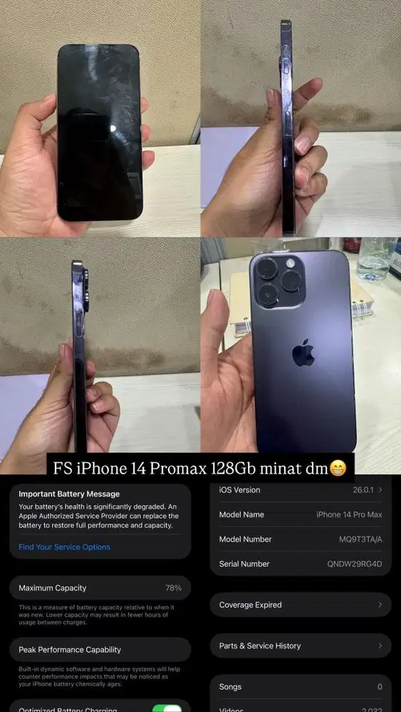 iPhone 14 Promax ex inter 128Gb