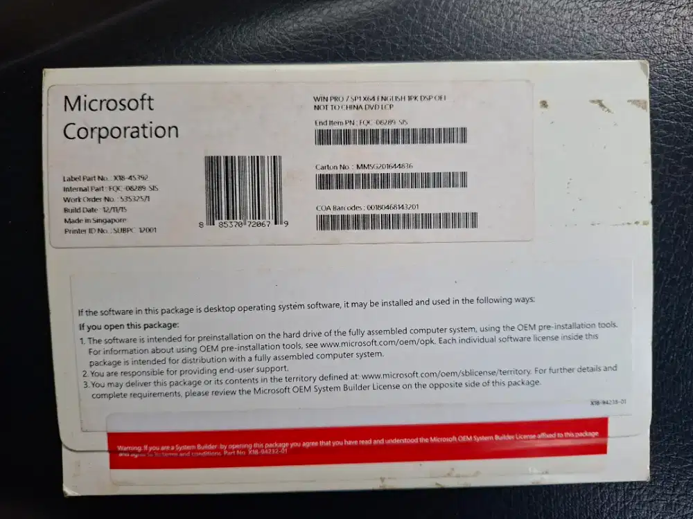 Di Jual Windows 7 Profesional Original