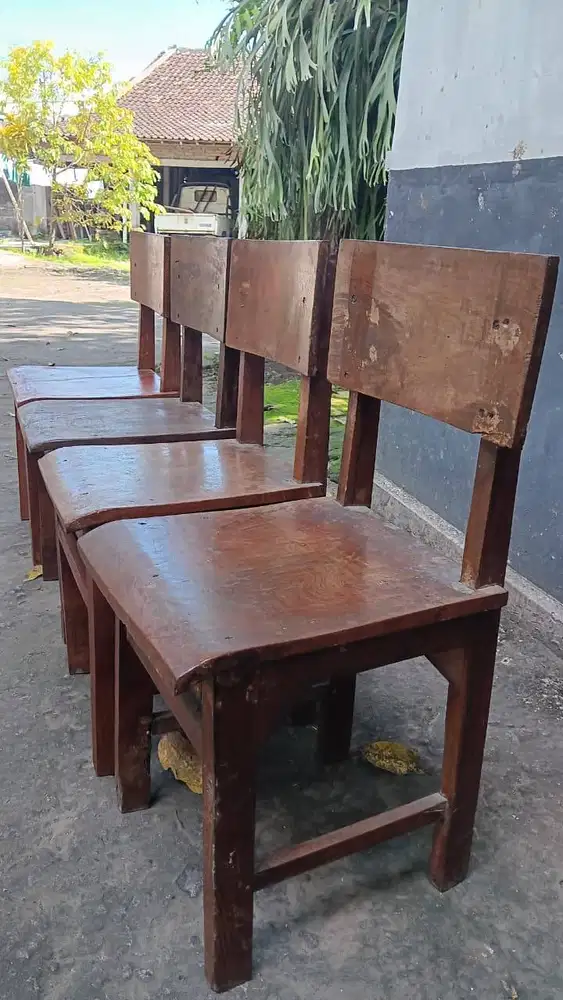 Bangku / Kursi Jati Tebal Utuh Bekas Lawas Kuno Antik Jadul Klasik