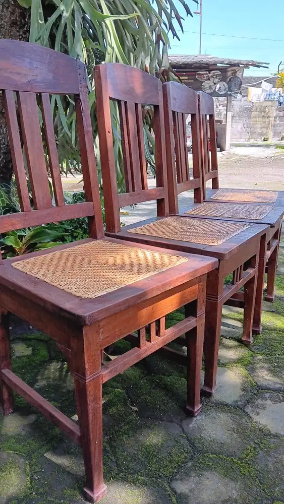 1 Set Meja Kursi Makan Jati Pecinan Kanjengan Lawasan Lawas Kuno Jadul