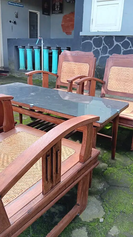 Meja Kursi Makan Jati Pecinan Kanjengan Lawasan Lawas Kuno Jadul Antik