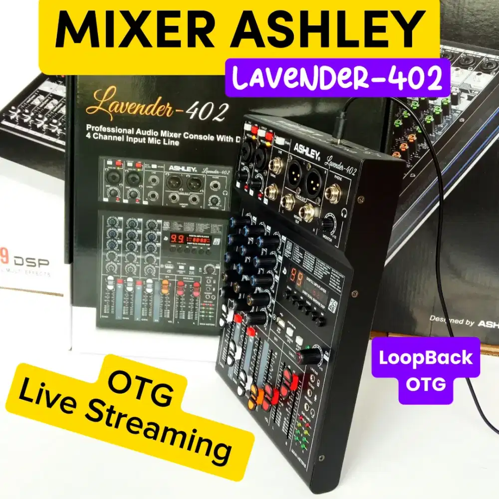 MIXER ASHLEY Lavender402 live Streaming Mixer OTG support 99dsp reverb