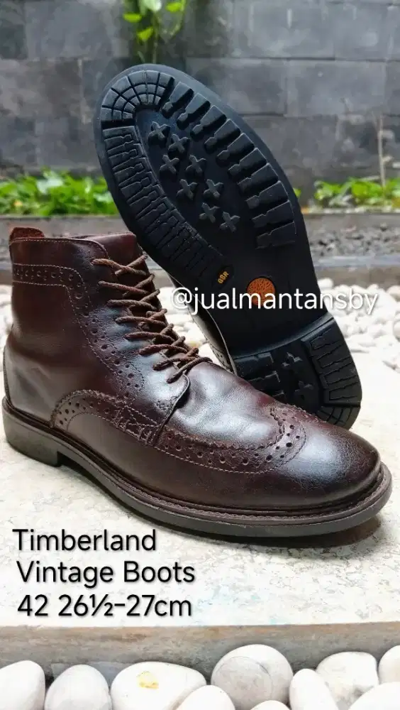 TIMBERLAND Wingtip Vintage Classic Brown Leather Boots