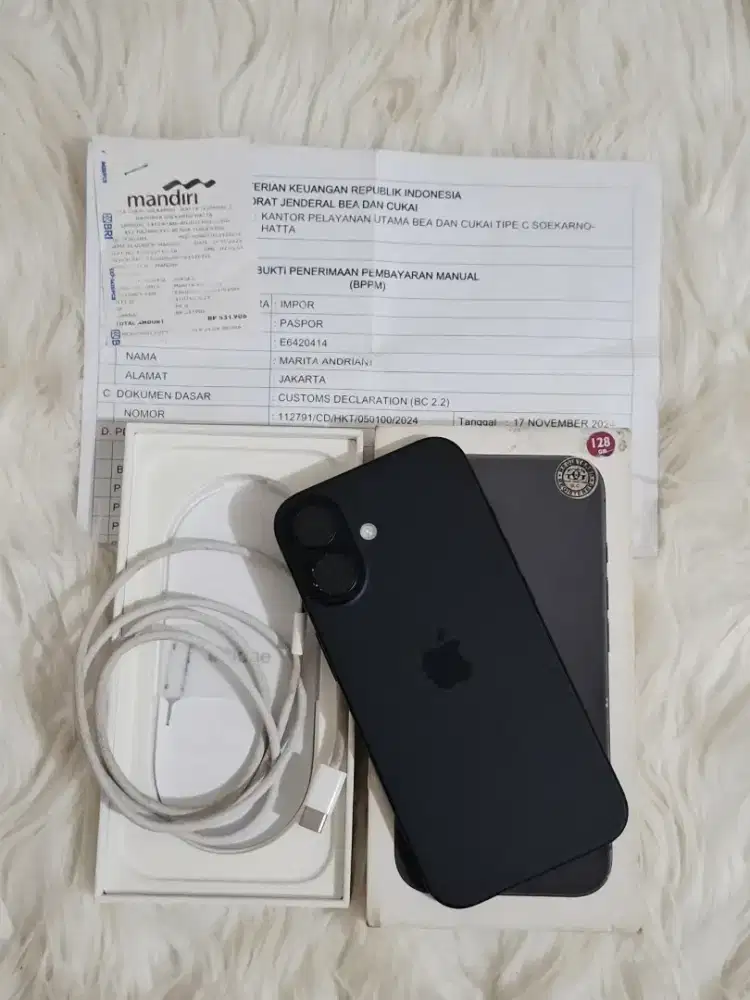 Iphone 16 128gb inter beacukai