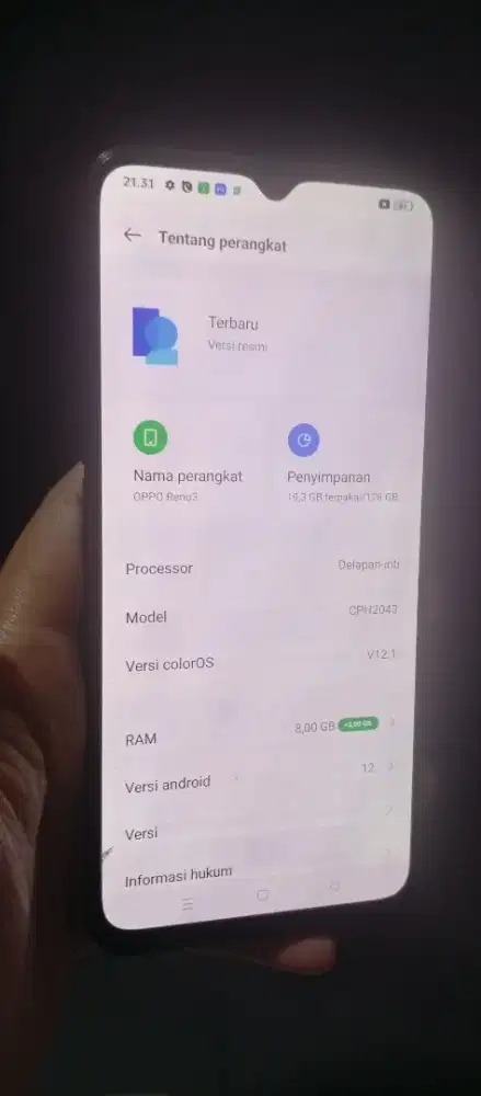 Oppo reno 3 ram 8/128gb