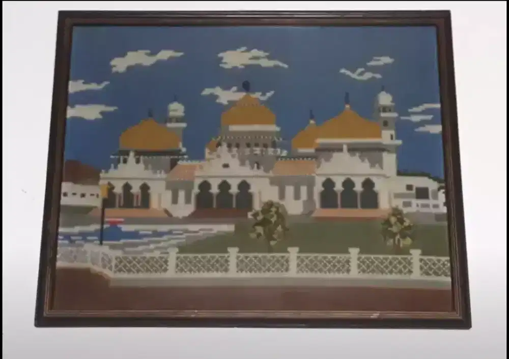 Pajangan Hiasan Dinding Sulaman Motif Masjid