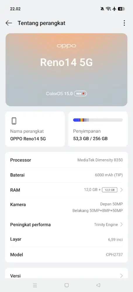 RENO 14 5G RAM 12/258 GB