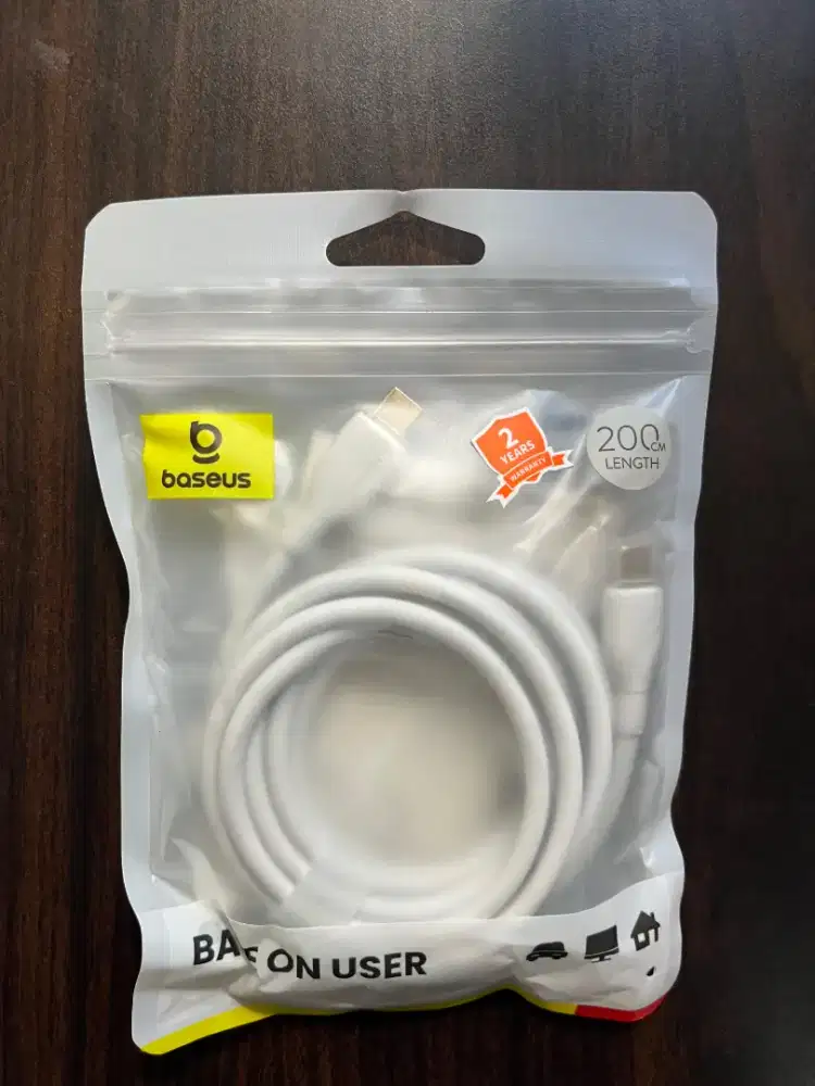 Baseus Pudding Series Fast Charging USB-C to Type-C 100W 6A 2M - White