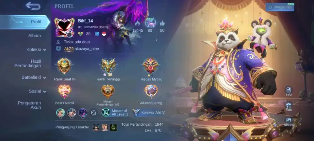 Jual akun ML login Monton